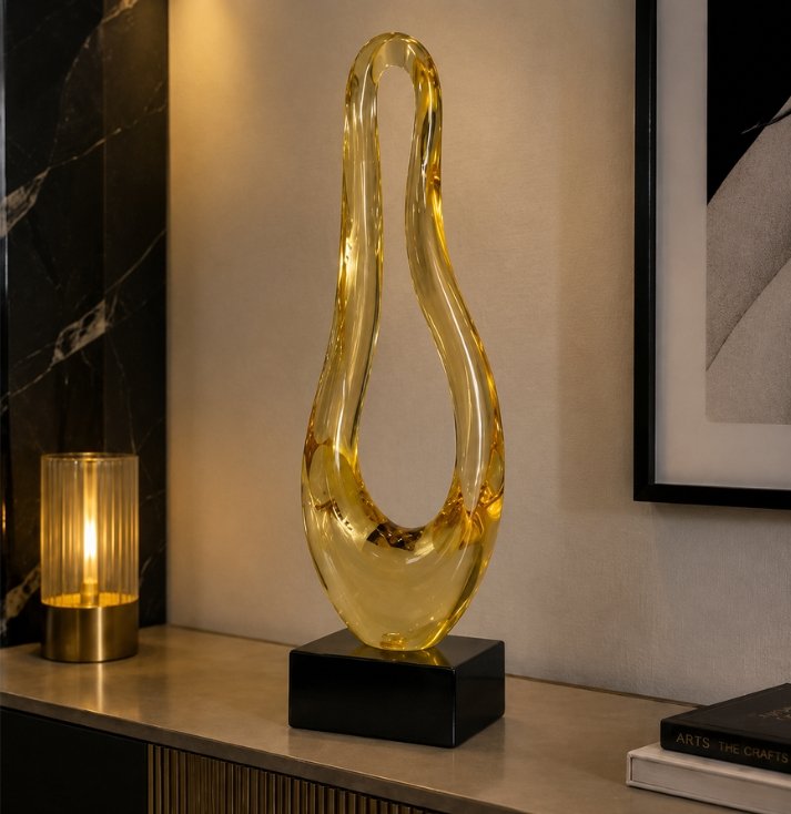 golden infinity glass sculpture golden infinity glass sculpture