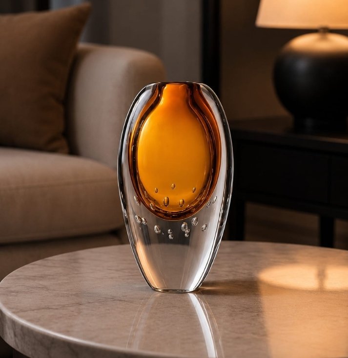 Amber Eclipse Art Glass Vase - Image 2