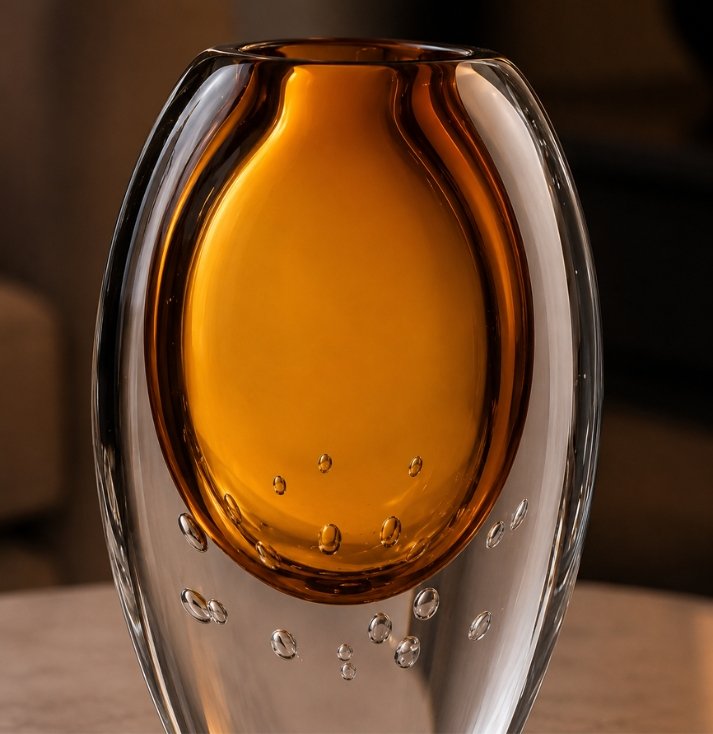 Amber Eclipse Art Glass Vase - Image 3