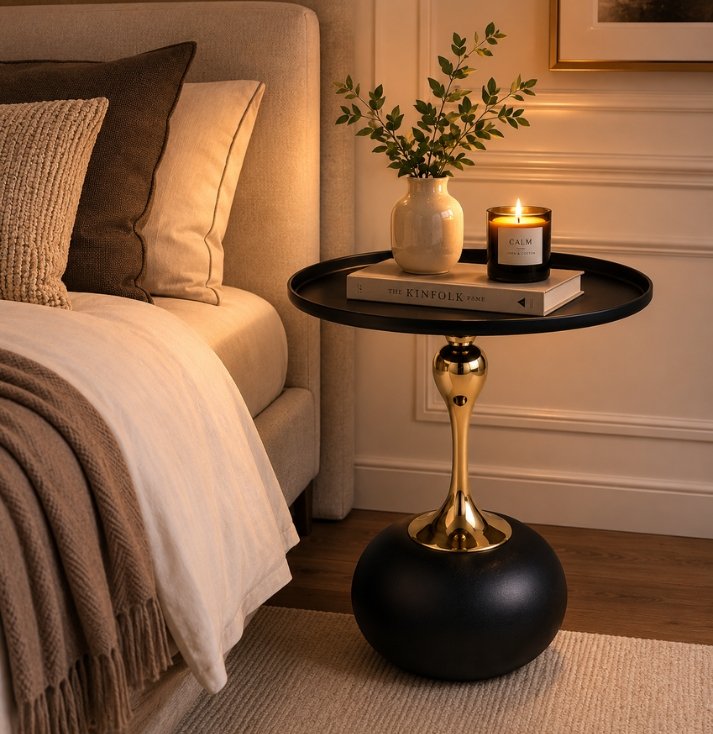 midnight noir pedestal side table midnight noir pedestal side table