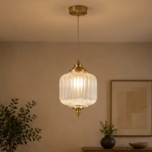 aurora ribbed glass pendant light